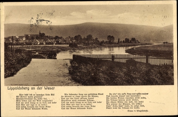 KP Lippoldsberg Wahlsburg Weserbergland, panorama, Weserpartie, wiersz, Franz v. Dingelstedt