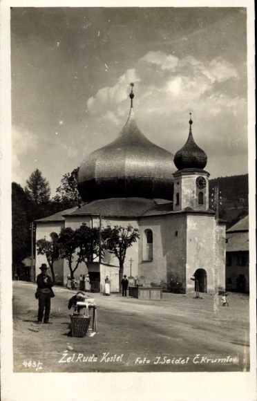 Ak Ruda nad Moravou Eisenberg an der March Region Olmütz, Historisches Kirchengebäude, große K...