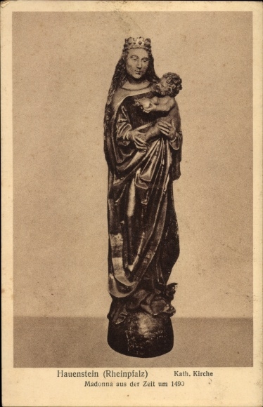 Postcard Hauenstein in the Palatinate, Catholic Church, Madonna