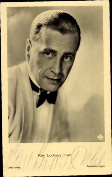 Ak Schauspieler Karl Ludwig Diehl, Portrait, Ufa Film, Ross Verlag 8803 1, Autogramm