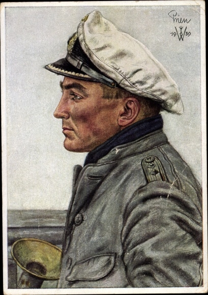 Artist Postcard Willrich, Wolfgang, Lieutenant Commander Günther Prien, Knight's Cross holder, VDA 1 5 2