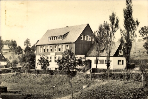 Postcard Waschleithe Grünhain Beierfeld in the Ore Mountains, charcoal burner's hut Fürstenbrunn, Altenburger Prinzenrau