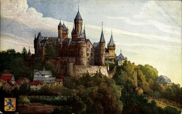 Artist Postcard Braunfels in Hessen, Castle, Stammhaus Solms Braunfels
