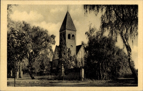 Postcard Hamburg Harburg Neugraben, Church