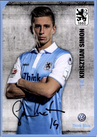 Autogrammkarte Fußballer Krisztian Simon, TSV 1860 München, Autogramm