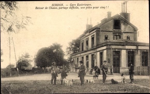Postcard Surdon Orne, Outer Station, Hunting Return, Jagd