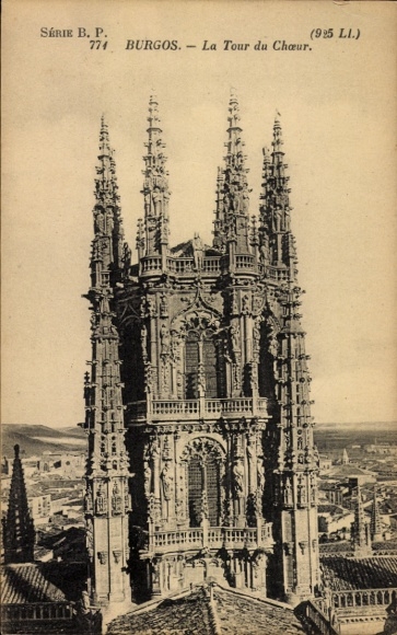 Ak Burgos Kastilien und León,  La Tour du Chour, hohe Türme,  Architektur