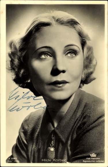 Ak Schauspielerin Hilde Körber, Portrait, Ross Verlag A 2506 1, Autogramm