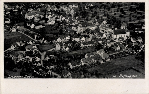 Postcard Seelbach Baden Württemberg, aerial photography, panoramic view