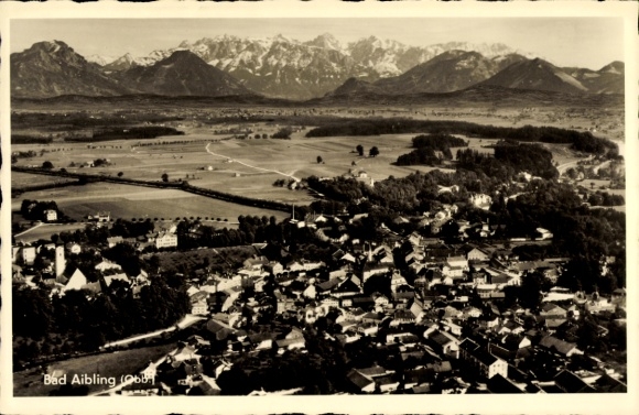 Postcard Bad Aibling in Upper Bavaria, aerial photograph