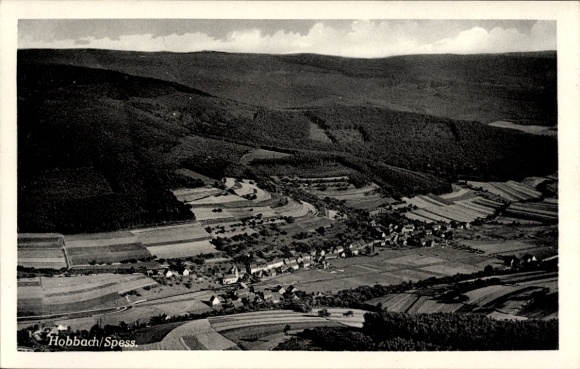 Postcard Hobbach Eschau in the Spessart, aerial photograph
