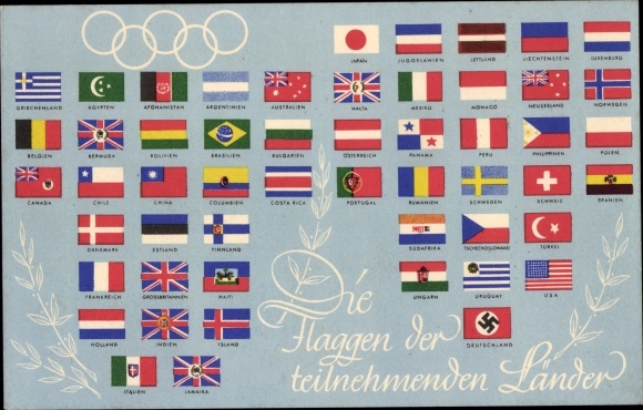PC Olympia Berlin 1936, flags of the participating countries