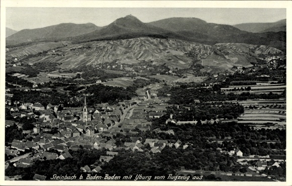 Postcard Steinbach Baden Baden, aerial view of Steinbach, Uburg, mountains,