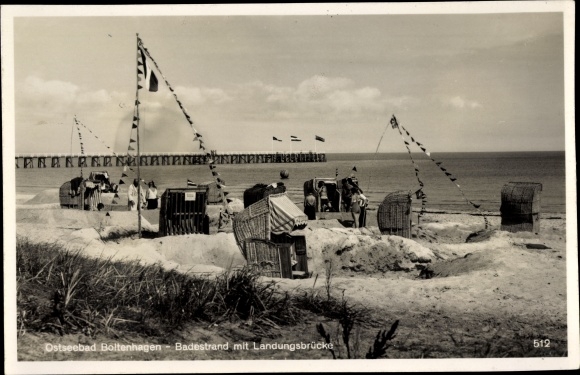 Postcard Boltenhagen, beach with jetties