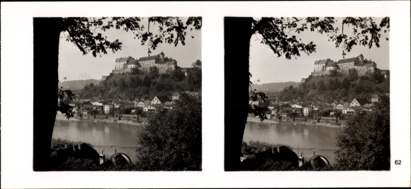 Stereo spatial image photo &quot;Traditionsgau Munich Oberbayern&quot; No. 62 Burghausen an der Salzach, Burg