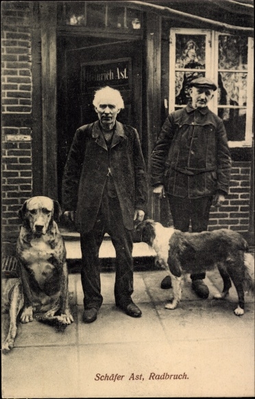 Postcard Radbruch in Lower Saxony, shepherd branch, caricaturist, dogs
