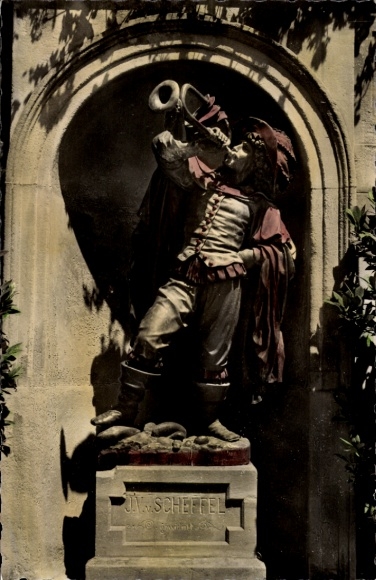 Postcard Bad Säckingen am Hochrhein, trumpeter monument