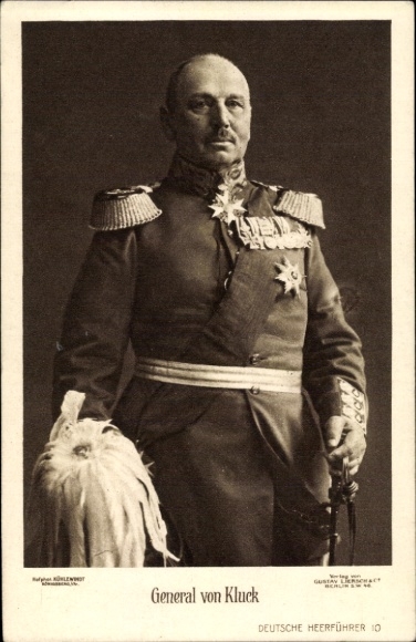 Ansichtkaart kolonel-generaal Alexander von Kluck, portret, uniform, medaille