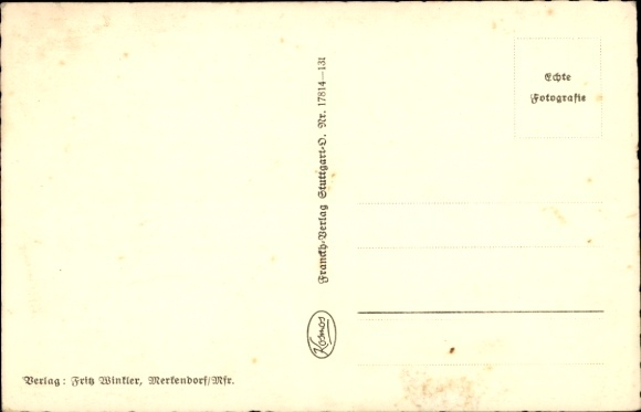 Postcard Merkendorf in Middle Franconia, long shot, Gasthof zur Krone, gate