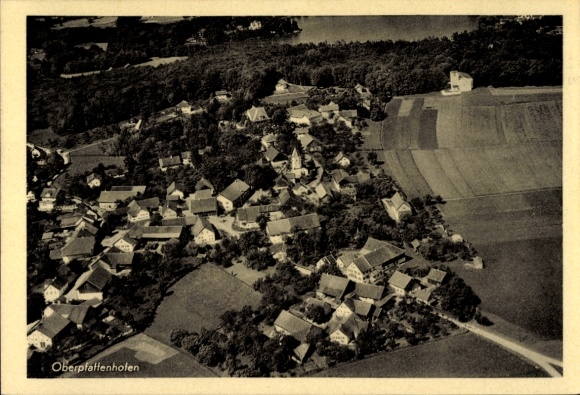 Postcard Oberpfaffenhofen Weßling in Upper Bavaria, aerial photograph