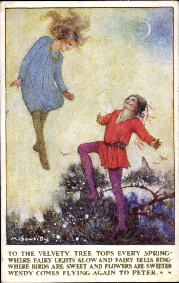 Kunstenaar Ak Sowerby, M., Wendy en Peter Pan