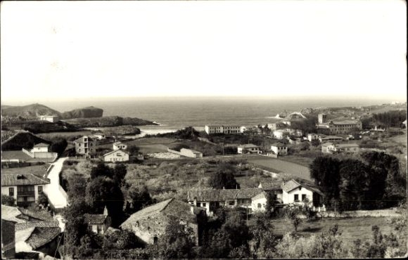 Postcard San Vicente de la Barquera Cantabria, coastal view, houses, sea, landscape
