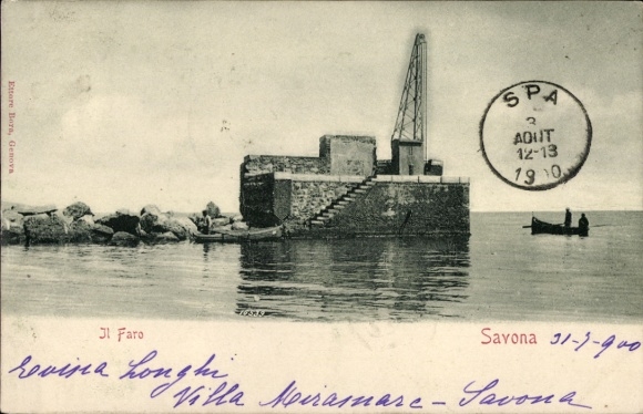 Postcard Savona Liguria, lighthouse