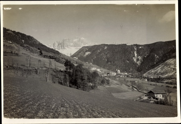 Photo Tiers Tires South Tyrol, view of the village towards the Rosengarten group in 1912