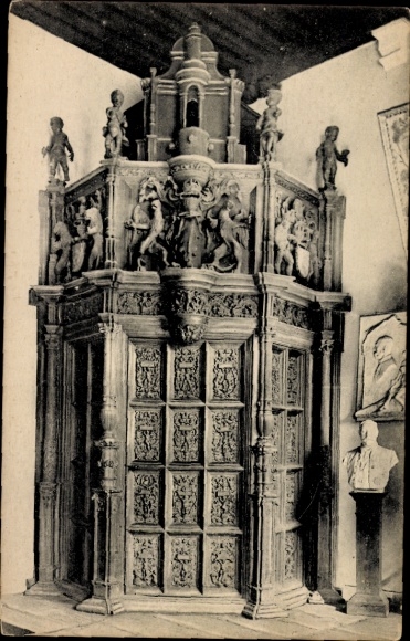 Ansichtkaart Oudenaarde Audenarde Oost-Vlaanderen, beeldhouwkunst, houtwerk, renaissancestijl, Hôtel de Ville
