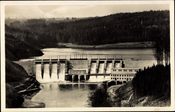 Ak Kriebstein Sachsen, Zschopau Talsperre, Sperrmauer