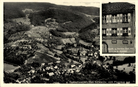 Sasbachwalden in the Black Forest, aerial photograph, guesthouse and boarding house Bad Hof