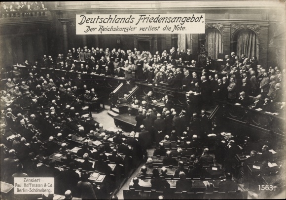 PC Berlin, Germany&#39;s peace offer, Chancellor Bethmann Hollweg reads the note, I WK