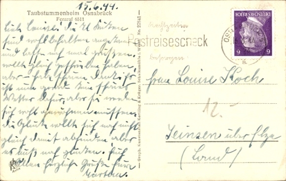Postcard Osnabrück in Lower Saxony, Home for the Deaf and Mute