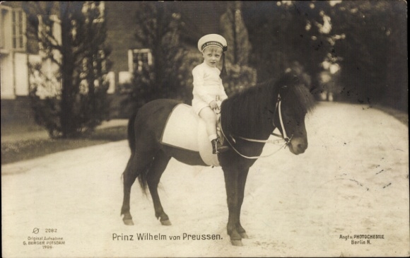 Postcard Prince Wilhelm of Prussia on a pony