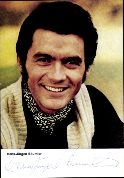 Postcard actor and figure skater Hans-Jürgen Bäumler, portrait, ZDF, autograph