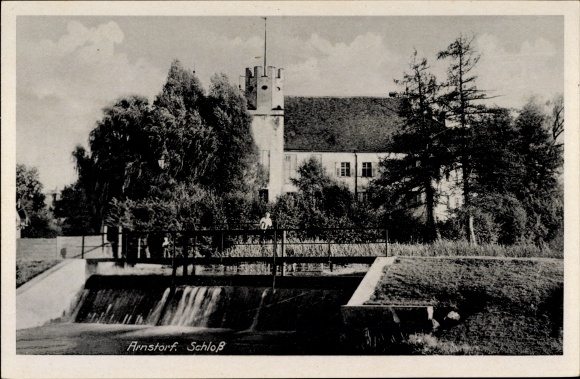 Postcard Arnstorf in Niederbayern, view from the castle, weir