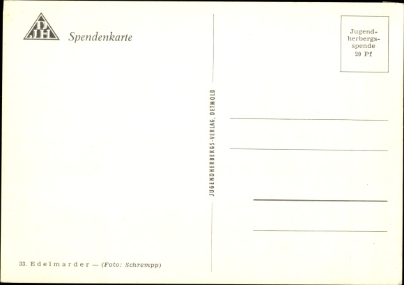 Postcard Edelmarder, DJH donation card