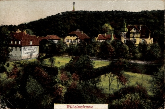Postcard Bad Freienwalde an der Oder, view of Wilhelmstrasse, renovated houses, green landscape, tower