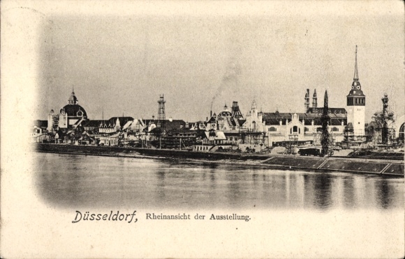 Postcard Düsseldorf am Rhein, Exhibition 1902, Rhine View