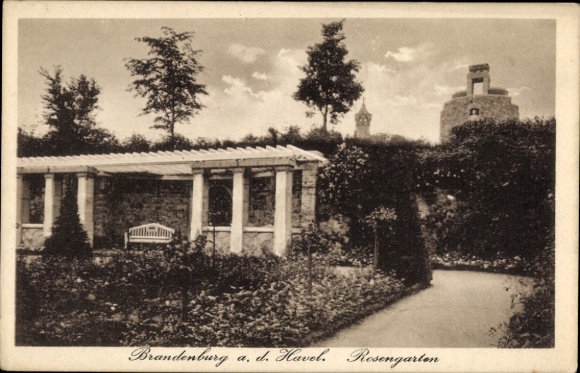Postcard Brandenburg an der Havel, Rose Garden
