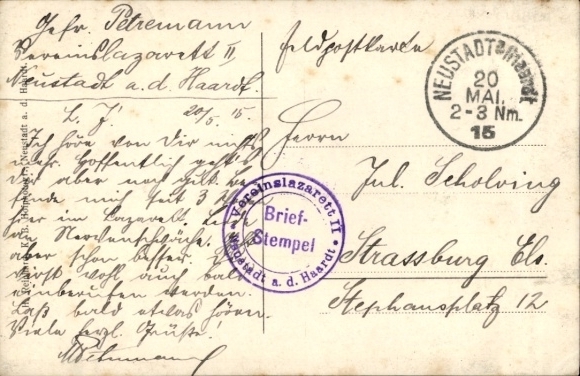 Photo Postcard Neustadt an der Haardt Neustadt an der Weinstraße, Lazarett IV, soldiers and support staff