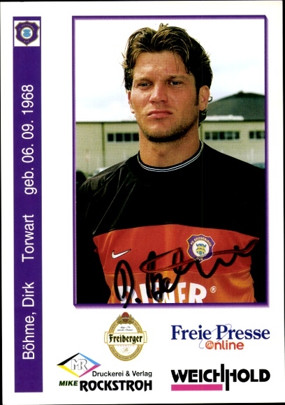 Autogrammkarte Fußballer Dirk Böhme, FC Erzgebirge Aue, Autogramm