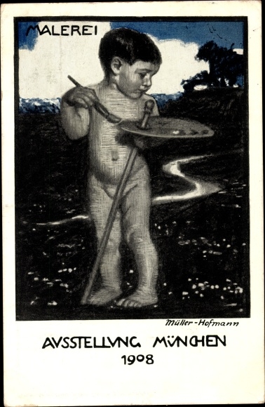 Artist PC Müller Hofmann, Munich, exhibition 1908, painting