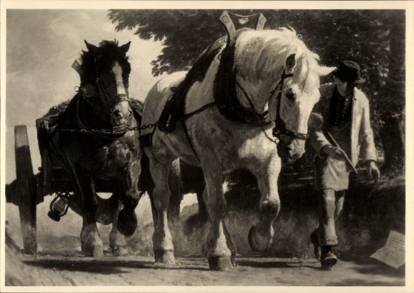 Künstler Ak Junghanns, Jul. P., Berg an, Zugpferde, HDK 263