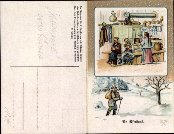 Clap song Postcard Anton Günther, Da Uf&#39;nbank, dialect No. 9