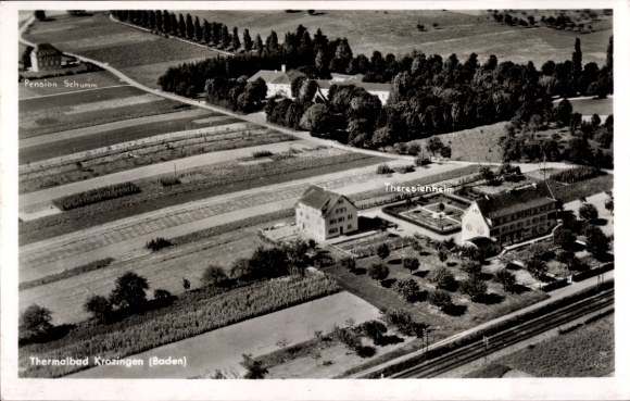 Postcard Bad Krozingen in Breisgau Black Forest, aerial photograph,