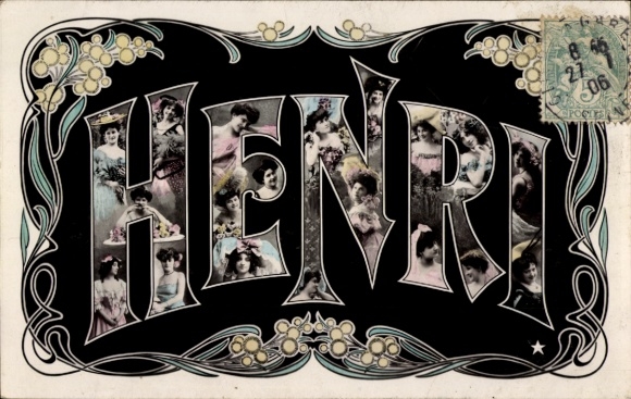 Letters Postcard First Name Henri, Women's Portraits