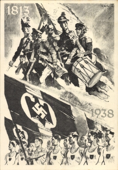 Künstler Ak Deutsches Turn und Sportfest Breslau 1938, Trommler 1813