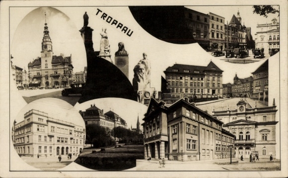 Ak Opava Troppau Region Mährisch Schlesien, Teilansichten, Gebäude, Denkmal