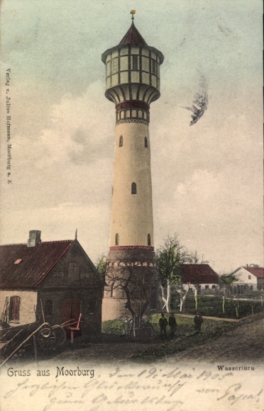 Postcard Hamburg Harburg Moorburg, Water Tower